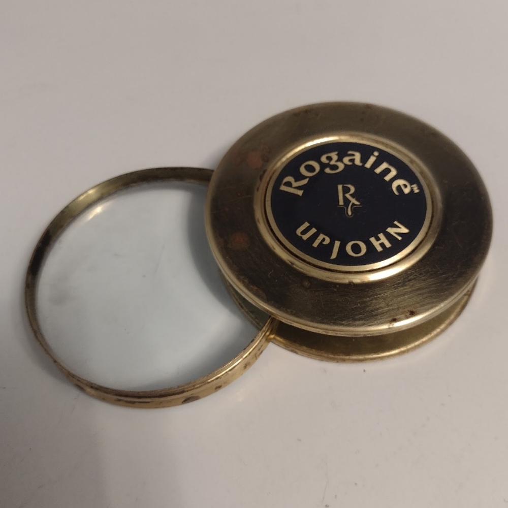Rogaine Upjohn Vintage Hair Growth Brass Magnifying Glass